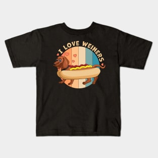 I Love Weiners Hot dog Dachshund Kids T-Shirt